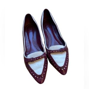 Tory Burch burgundy and white loafer flats, size 9